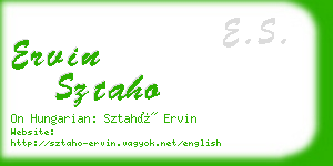 ervin sztaho business card